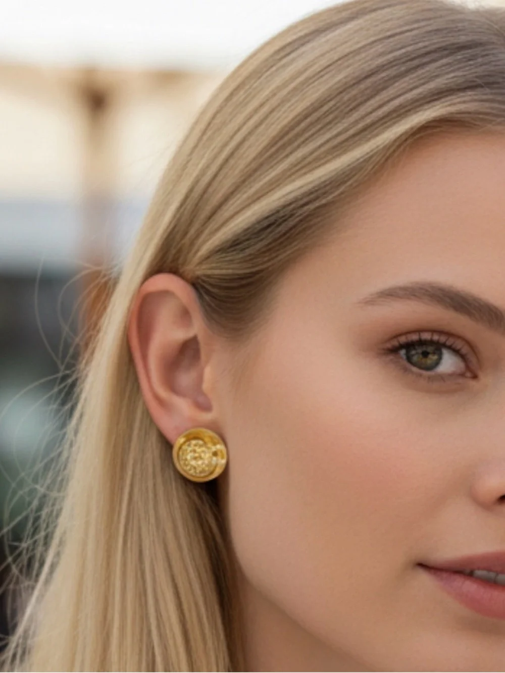 Versace Vintage Gold Medusa Resin Button Earrings - Picture 2 of 7